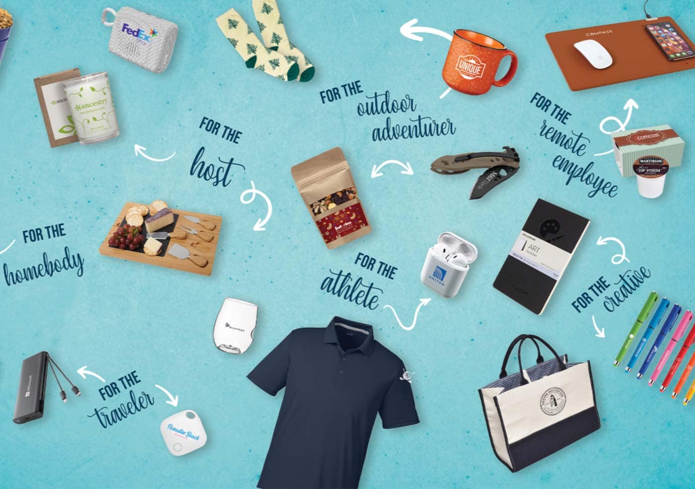 flat lay of 50 best employee appreciation gifts from the strategic factory 2026 guide for employee gifts