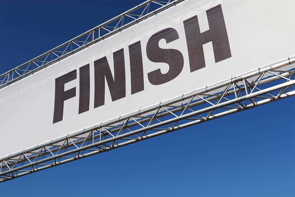 finish line banner at fundraising race