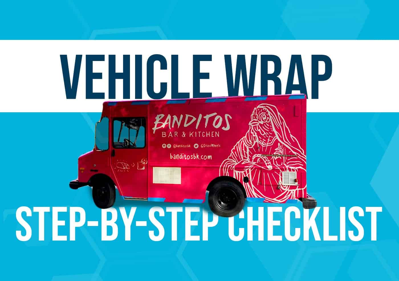 branded graphics on red truck and vehicle wraps step-by-step checklist title
