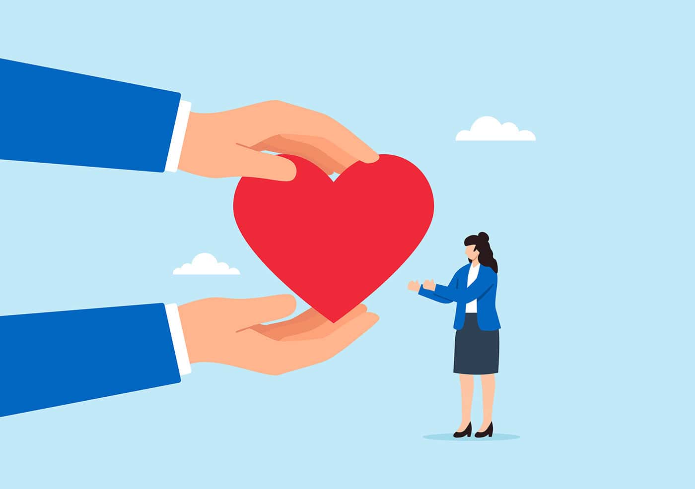 hands giving heart as a symbol of charity