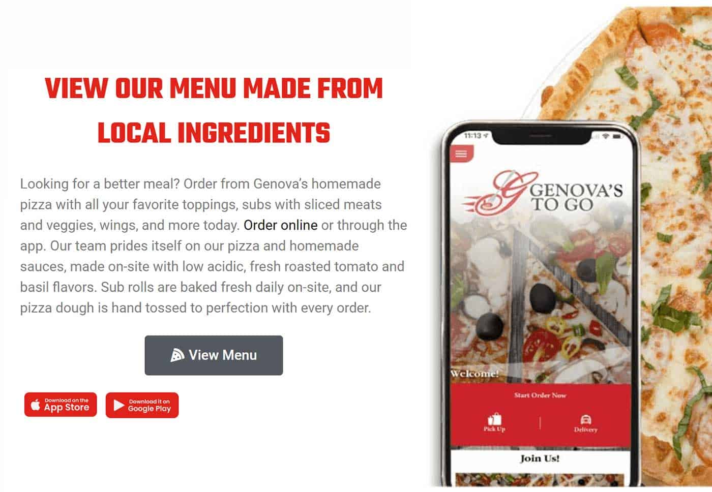 Genovas To Go website