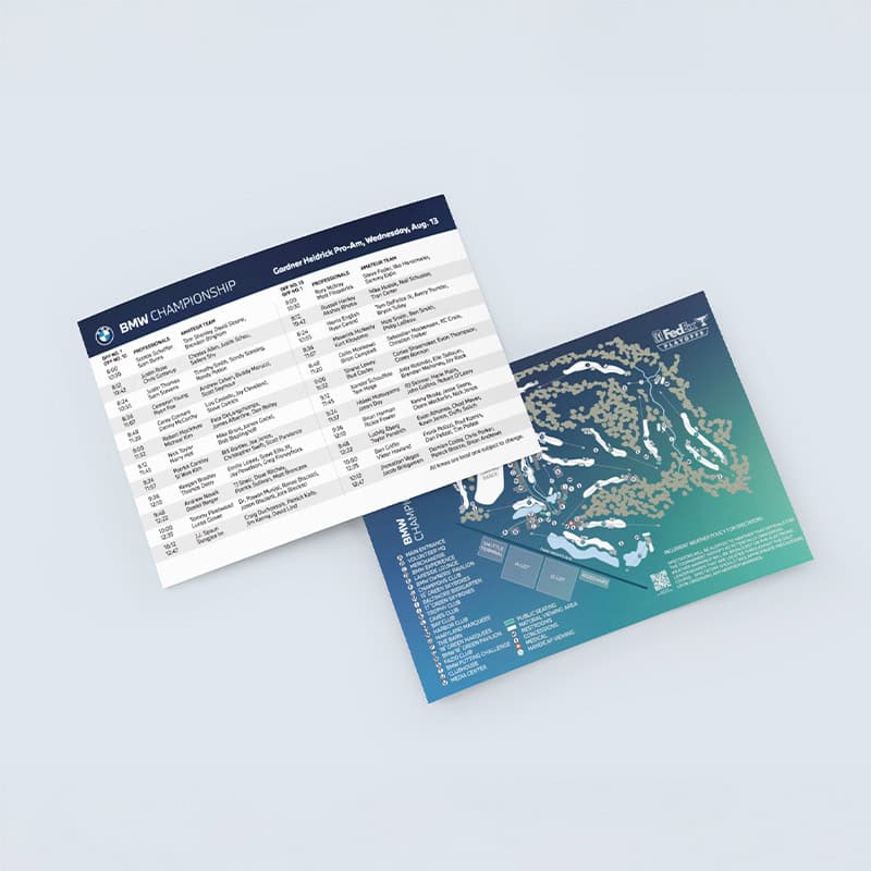 Western Golf Association's BMW Championship custom printed pairing cards