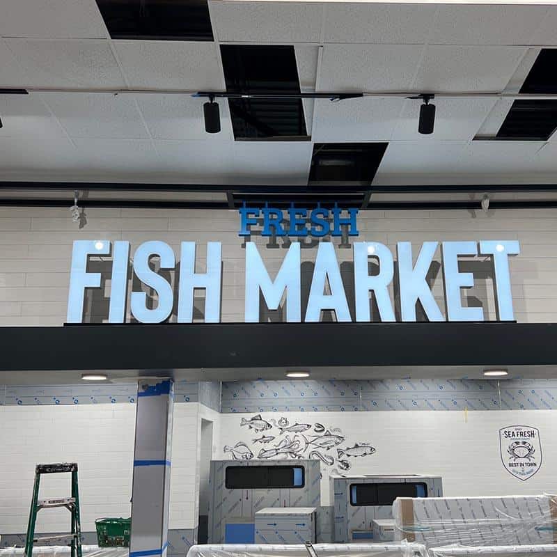 lotte plaza markets fish market signage