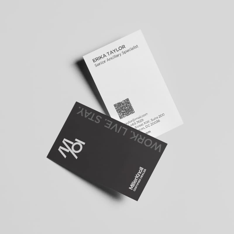 MOI branded business cards with QR code