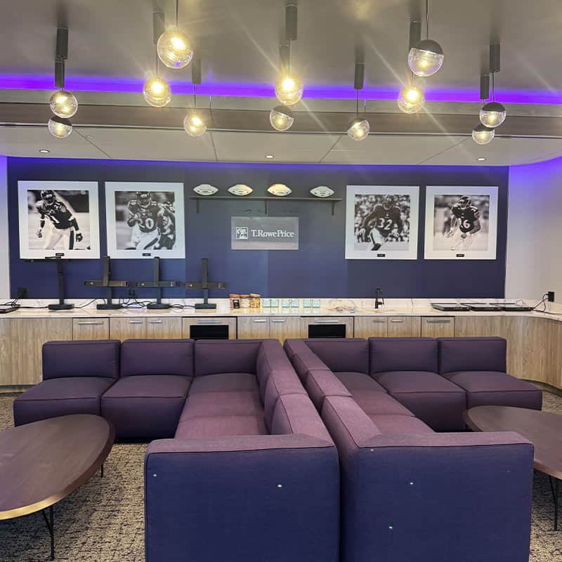 The Legends Suite in the Baltimore Ravens M&T Bank stadium signage renovations