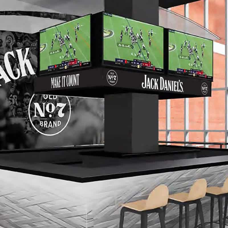 Stadium Signage Rendering featuring TV Undermounts