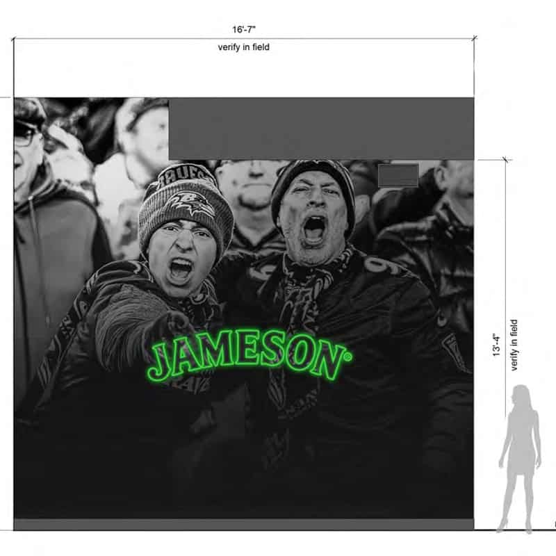 Baltimore Ravens Wide Format Printed Vinyl Wall Graphic Featuring Jameson Whiskey