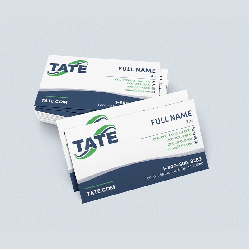 professionally printed business cards made for tate engineering by strategic factory