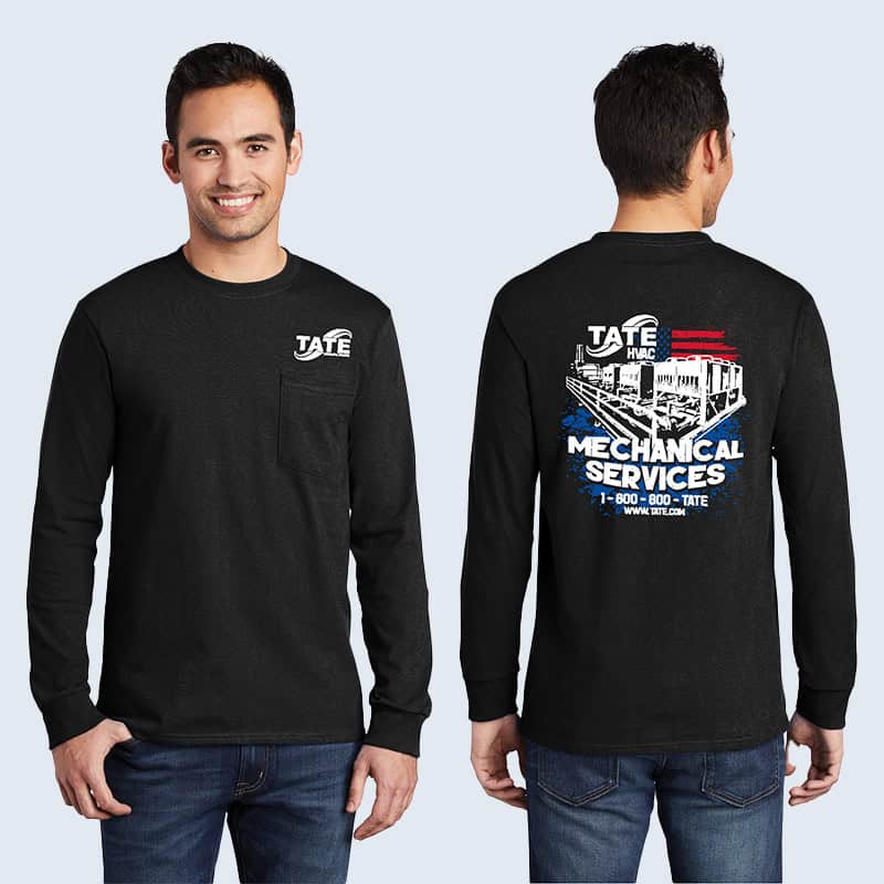 branded long sleeve shirt apparel made for tate engineering made by strategic factory
