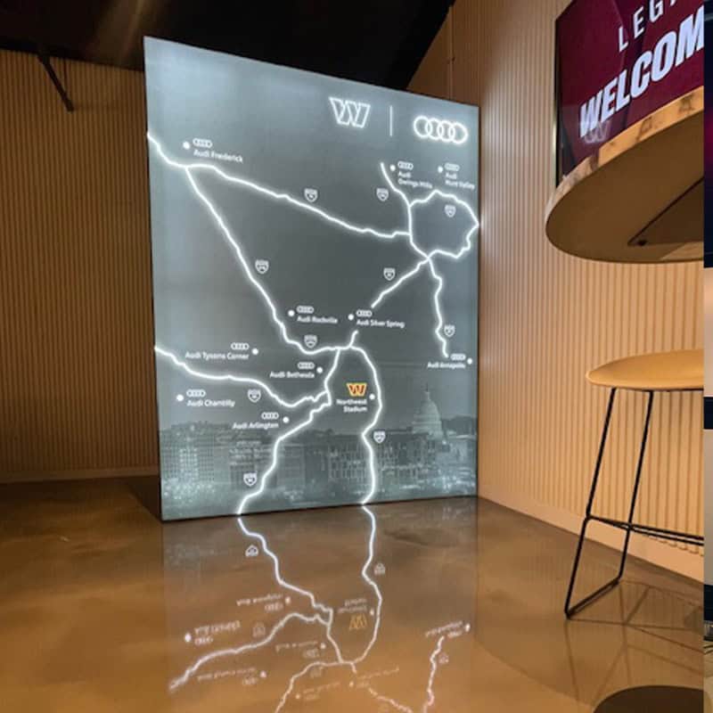 Audi Tunnel Club illuminated map sign