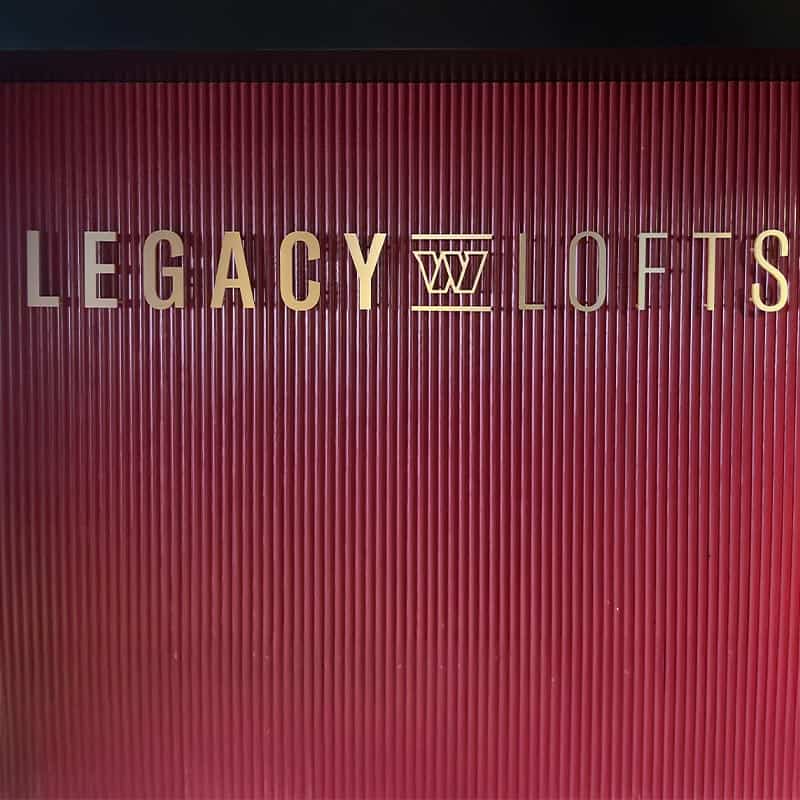 Washington Commanders Legacy Lofts signage produced by Strategic Factory