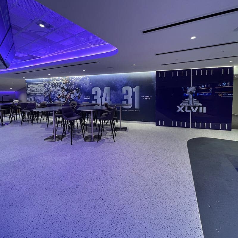 first look at newly renovated Ravens stadium room, 'The Raven' complete with custom signage and wall murals
