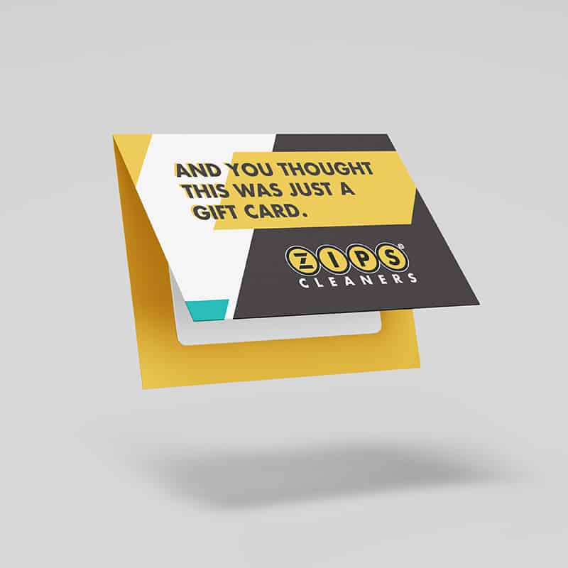 Custom Branded Gift Card Holder made for Zips Cleaners (outside)