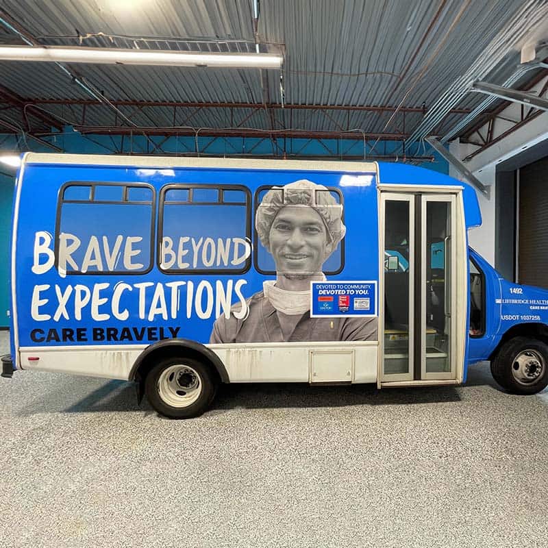 Lifebridge Health Bus wrap graphics