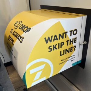 Branded vinyl wrap made for a Zips Drycleaners drop-off shoot
