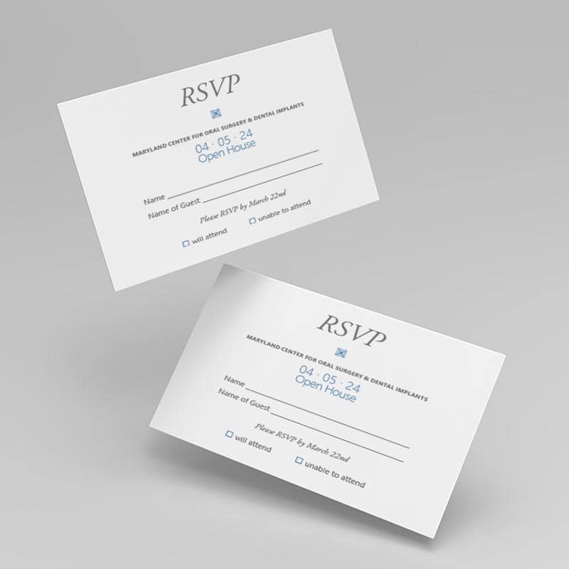 Maryland Center for Oral Surgery Dental Implants RSVP Card