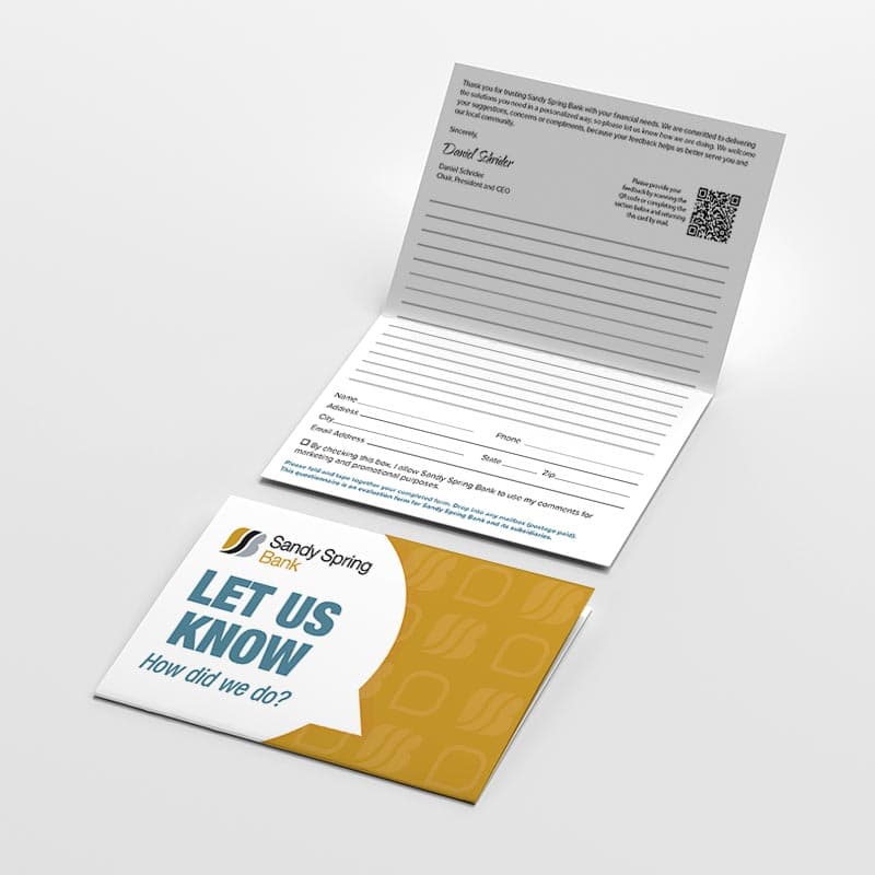 Sandy Spring Bank Comment Cards