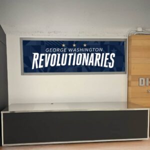 GW Revolutionaries athletics concessions stand signage