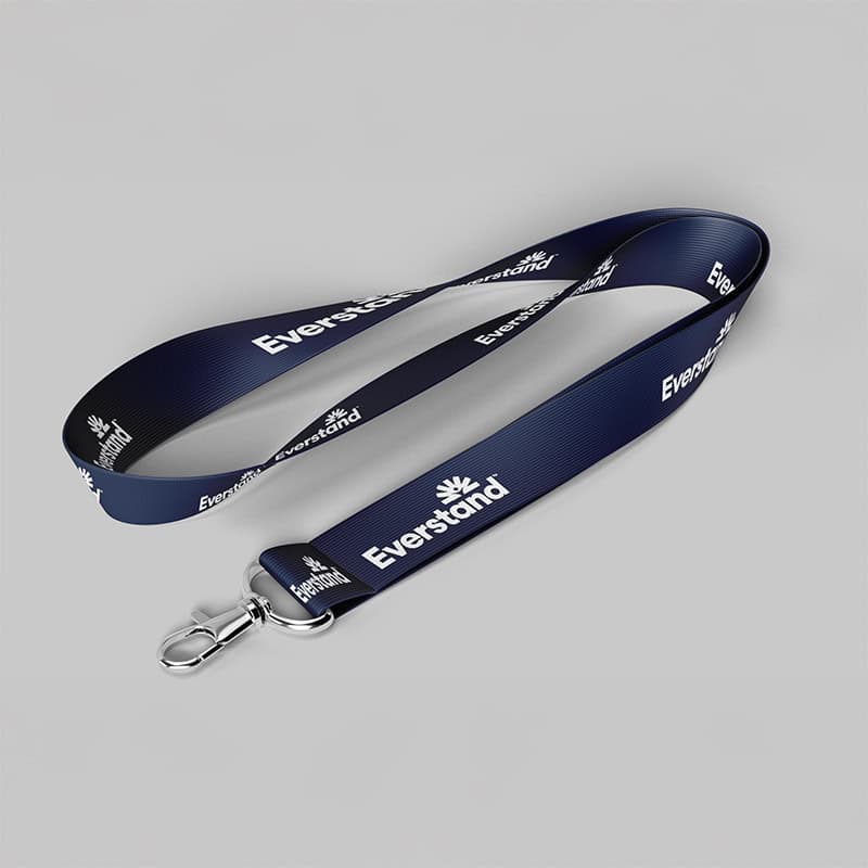 branded navy blue lanyard with clip