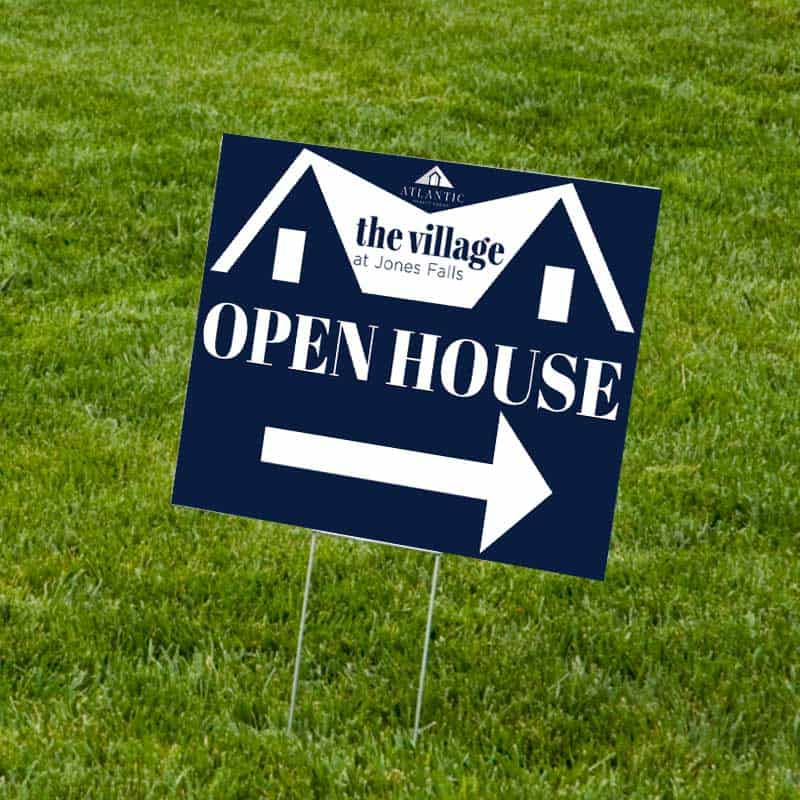 open house yard sign right arrow