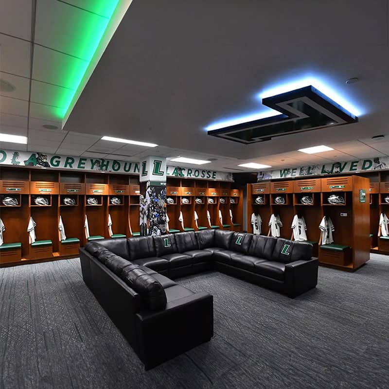 Custom Loyola University Athletics Locker Room Branding, Graphics, and Signage