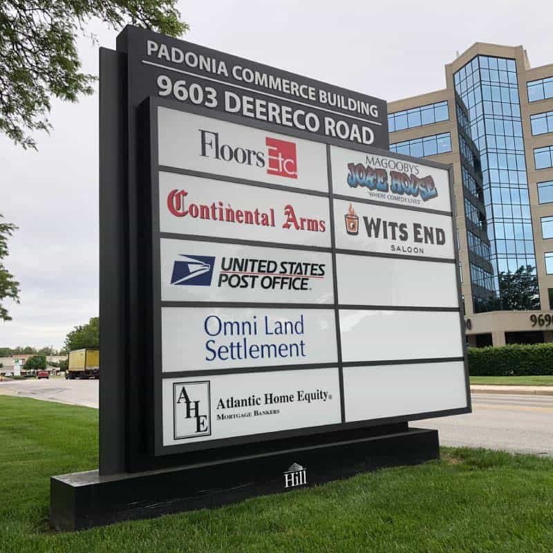 hill management business building monument sign